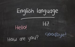 English language on a blackboard