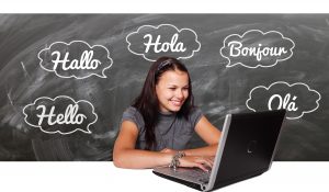 A girl studying on laptop
